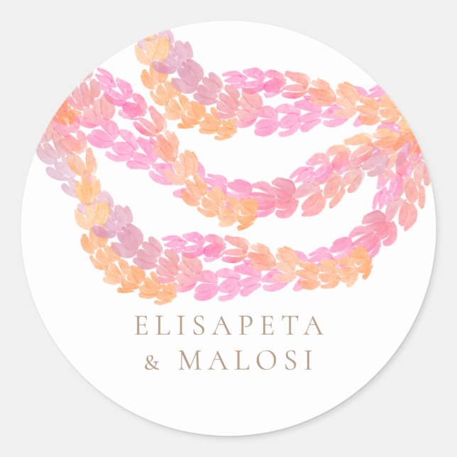 Pikake Wedding Classic Round Sticker (Front)