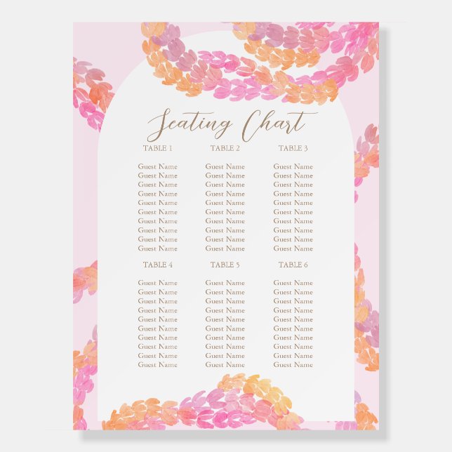 Pikake Wedding Seating Chart Foam Board (Front)