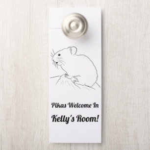 Pikas Welcome in NEW NAME Room! Door Hanger
