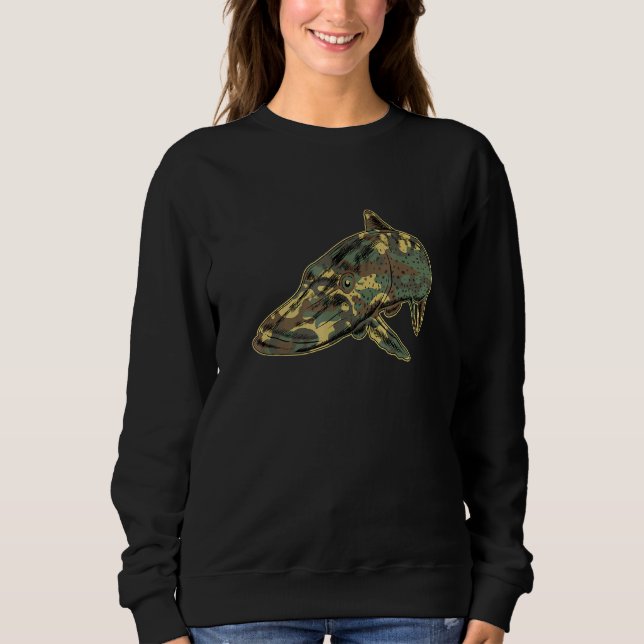 Pike Camouflage I Fishing Angler Fishing Fish Men Sweatshirt (Front)