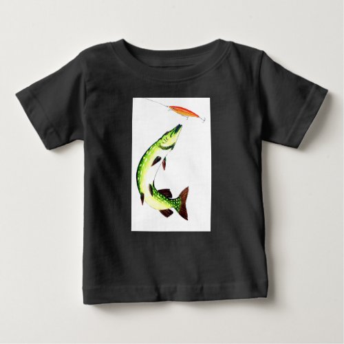 Pike fishing and fly fishing baby T_Shirt