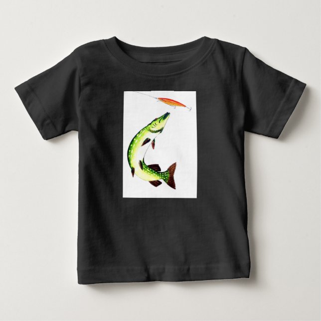 Pike fishing and fly fishing baby T-Shirt (Front)
