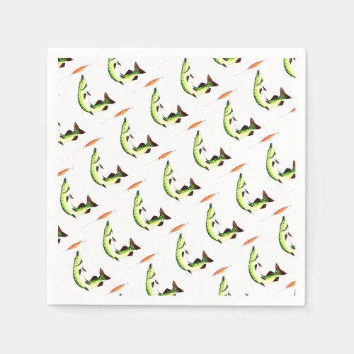 Pike fishing and fly fishing paper napkins