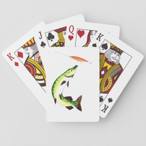 Pike fishing and fly fishing poker cards