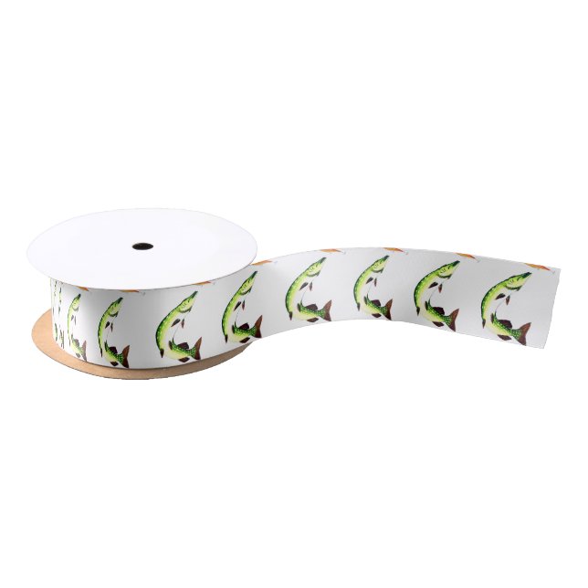 Pike fishing and fly fishing satin ribbon (Spool)