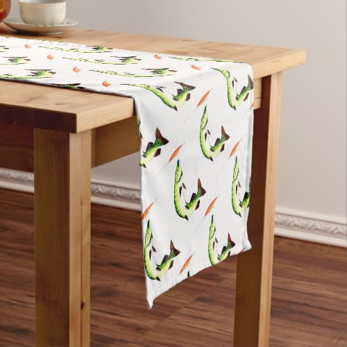 Pike fishing and fly fishing short table runner