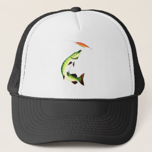 Pike fishing and fly fishing trucker hat
