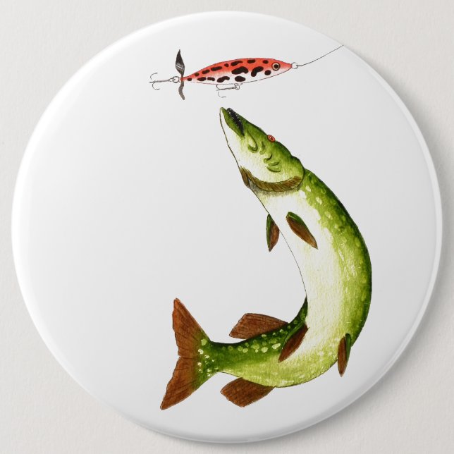 Pike Fishing angling gift Button (Front)