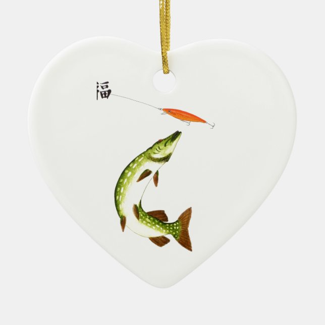 Pike fishing ceramic ornament (Front)