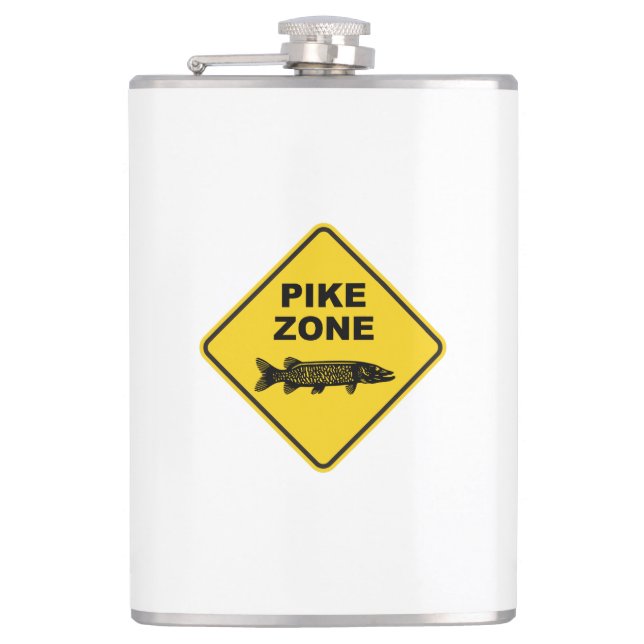 Pike Fishing Zone Sign Flask (Front)