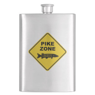 Pike Fishing Zone Sign Flask