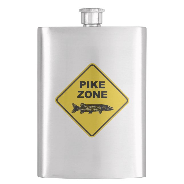 Pike Fishing Zone Sign Flask (Front)