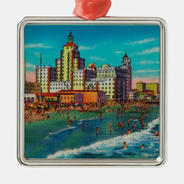 Pike Front and Bathing Beach, Long Beach Metal Ornament (Front)