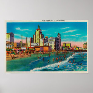 Pike Front and Bathing Beach, Long Beach Poster