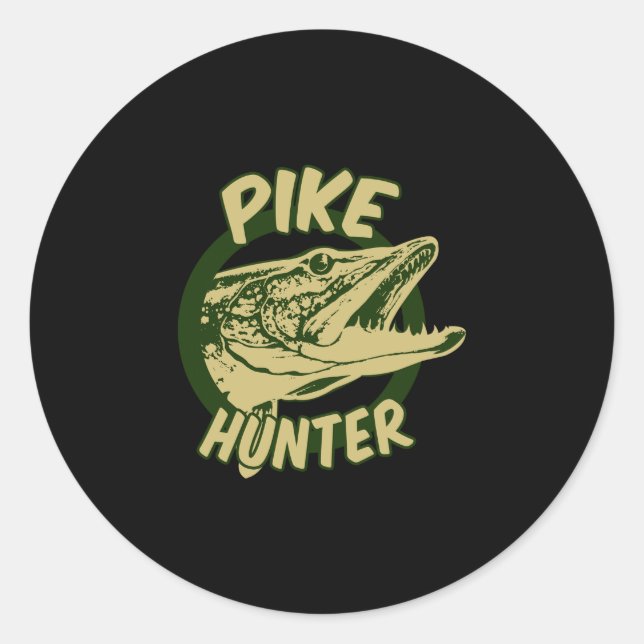 Pike hunter  classic round sticker (Front)