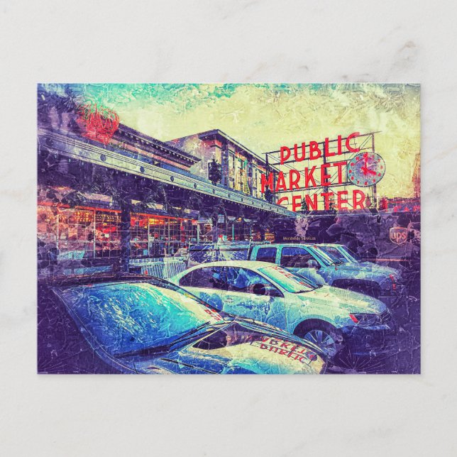 Pike Marker Center Seattle Washington Postcard (Front)