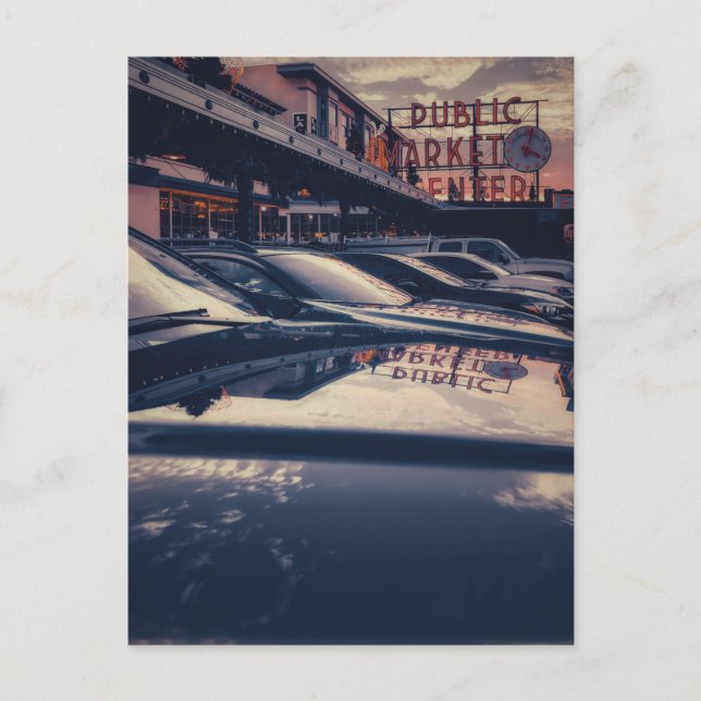 Pike Market Center Seattle and Reflections   Postcard (Front)