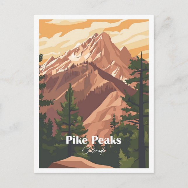 Pike Peaks Colorado Artwork Travel Place  Postcard (Front)
