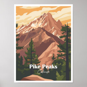 Pike Peaks Colorado Artwork Travel Place Poster