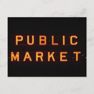 Pike Place Market at night Postcard