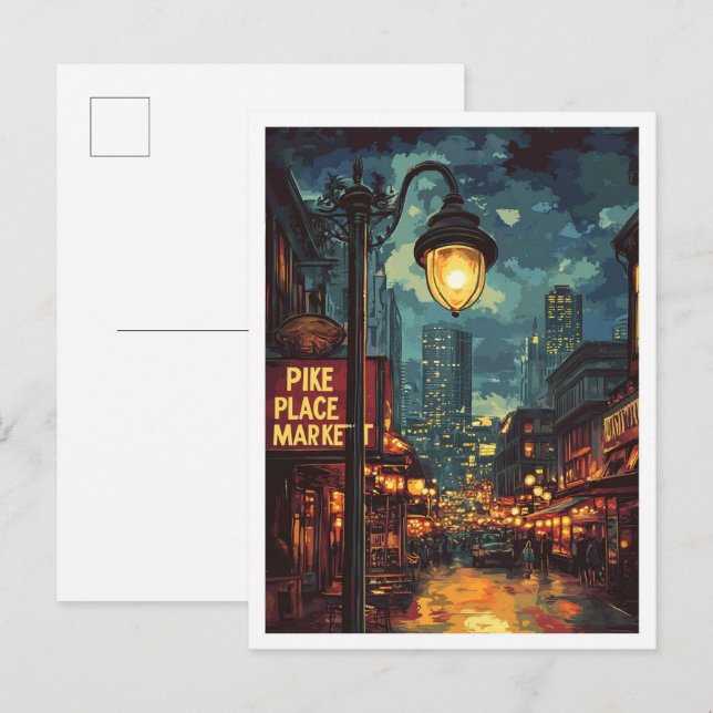 Pike Place Market Seattle Washington USA Travel Postcard (Front/Back)