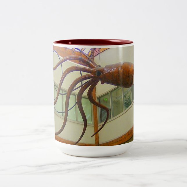 Pike Place Public Market Giant Squid Seattle, WA Two-Tone Coffee Mug (Center)