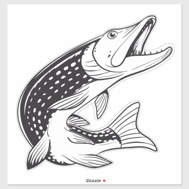 Pike Sticker - Pike fishing Stickers - Fisher (Sheet)