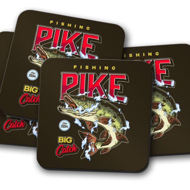 Pike Strike Coaster | Fish Cork Coaster Set (Creator Uploaded)