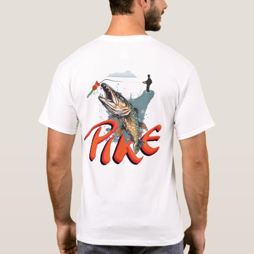 Pike Striking Popper Personalize NAME Fishing T_Shirt