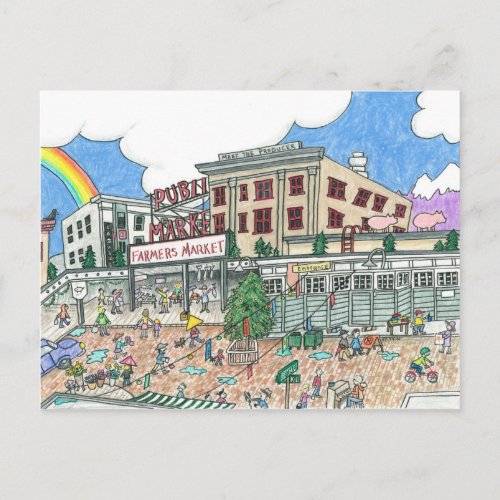 Pikes Market Place Seattle Washington Postcard