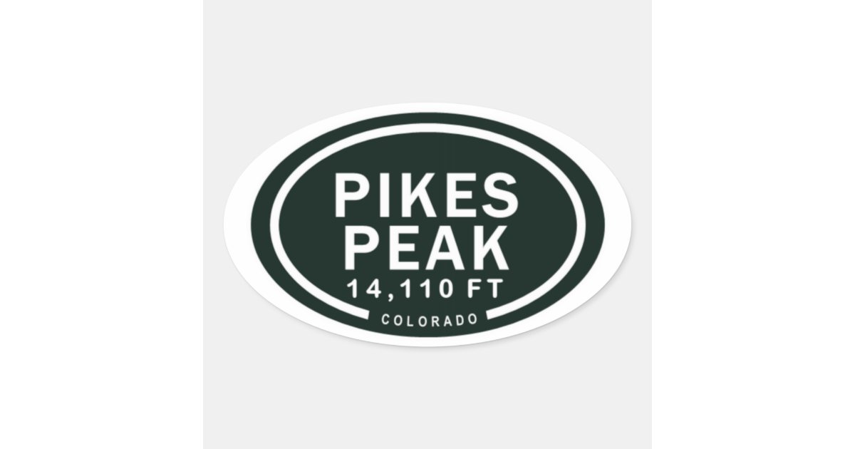 Pikes Peak 14,110 FT Colorado Rocky Mountain Oval Sticker | Zazzle