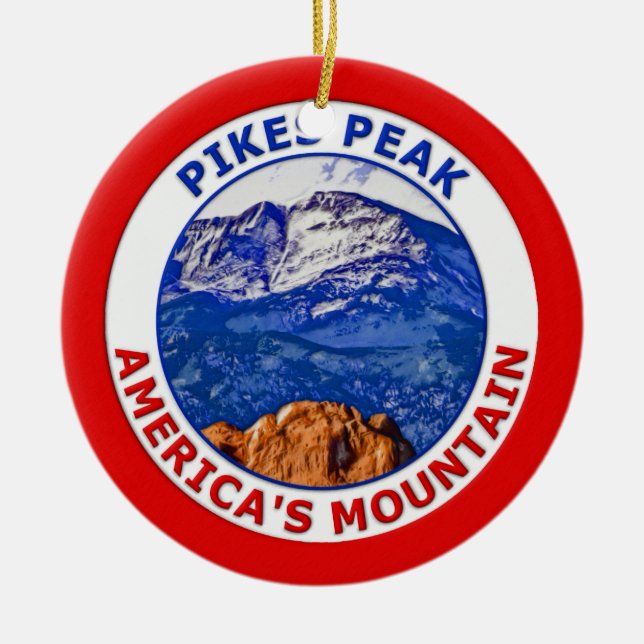 Pikes Peak America's Mountain Ceramic Ornament (Front)