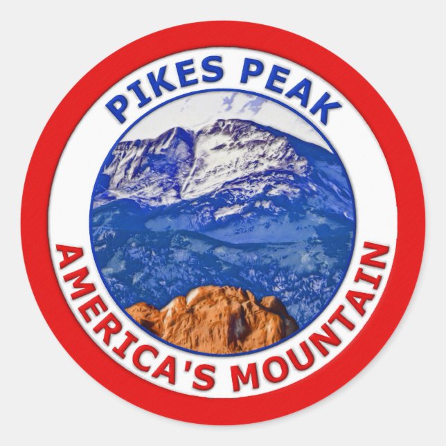 Pikes Peak America's Mountain Classic Round Sticker (Front)