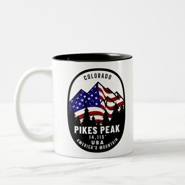 Pikes Peak Americas Mountain Two-Tone Coffee Mug (Left)