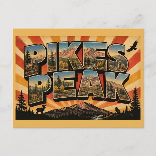 Pikes Peak Colorado Fourteener Alpine Art Postcard