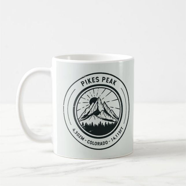 Pikes Peak Colorado Hiking Skiing Travel Coffee Mug (Left)