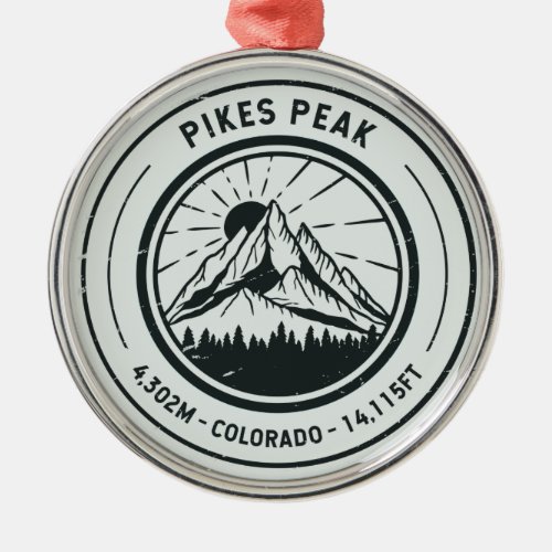 Pikes Peak Colorado Hiking Skiing Travel Metal Ornament