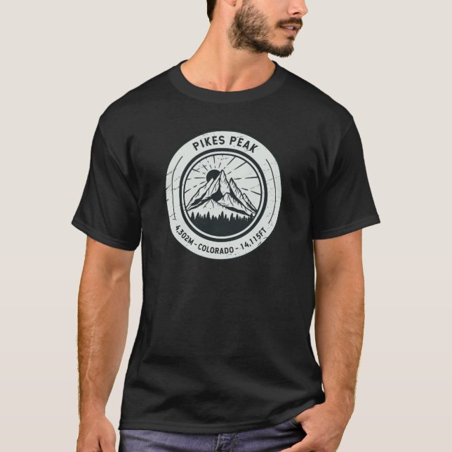 Pikes Peak Colorado Hiking Skiing Travel T-Shirt (Front)
