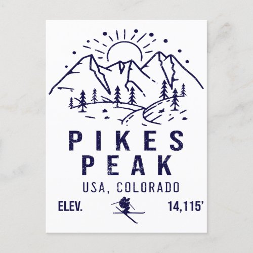 Pikes Peak Colorado Minimalist Skiing Souvenirs Postcard