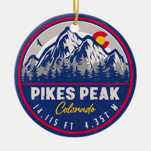 Pikes Peak Colorado Mountain Camping Hiking Ceramic Ornament