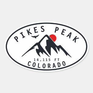Pikes Peak Colorado Mountain Camping Hiking Oval Sticker