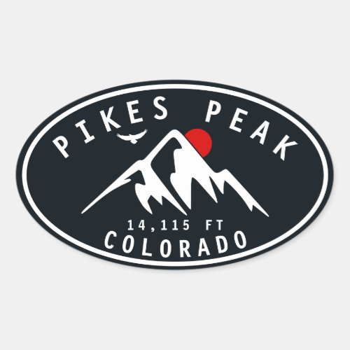 Pikes Peak Colorado Mountain Camping Hiking Oval Sticker