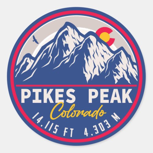 Pikes Peak Colorado Mountain Camping Souvenirs Classic Round Sticker