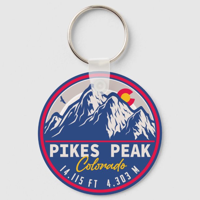 Pikes Peak Colorado Mountain Camping Souvenirs Keychain (Front)
