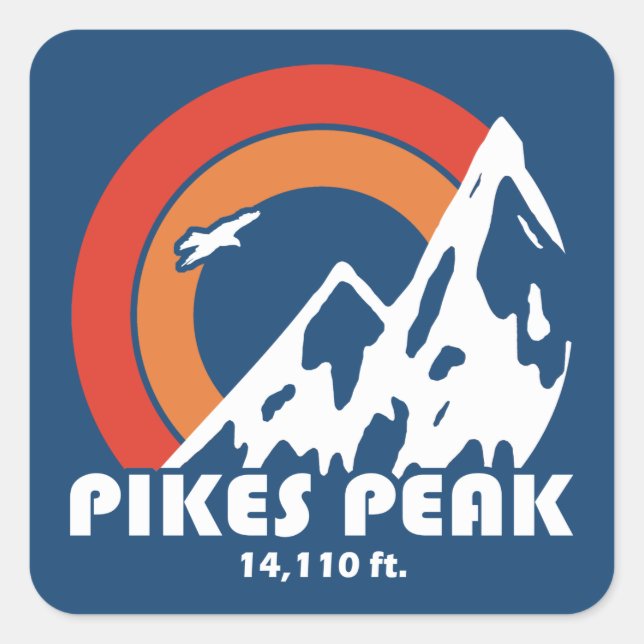 Pikes Peak Colorado Sun Eagle Square Sticker (Front)