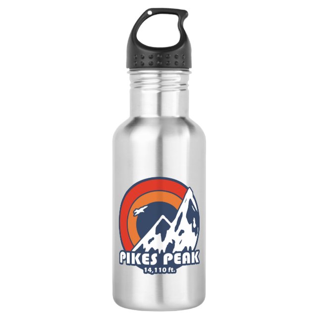 Pikes Peak Colorado Sun Eagle Stainless Steel Water Bottle (Front)