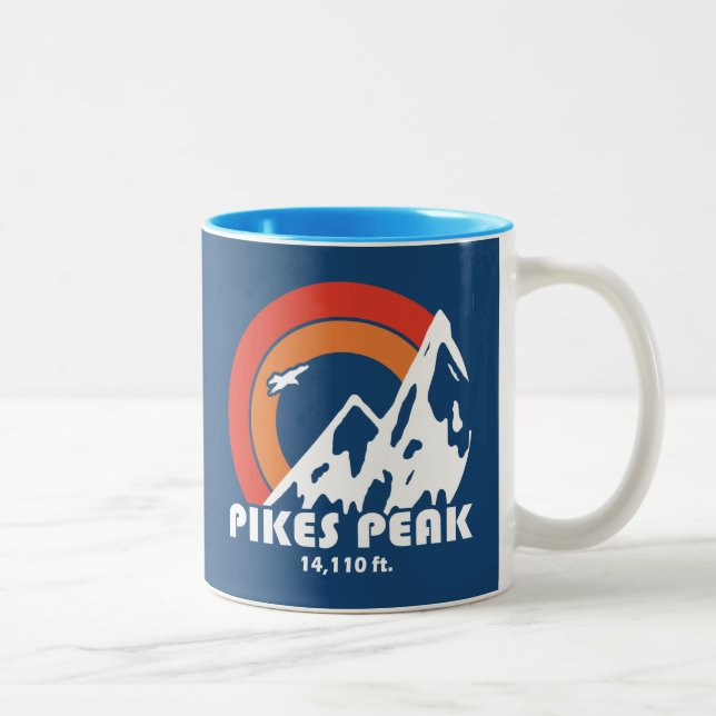 Pikes Peak Colorado Sun Eagle Two-Tone Coffee Mug (Right)