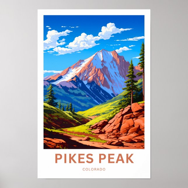 Pikes Peak Colorado Travel Print (Front)