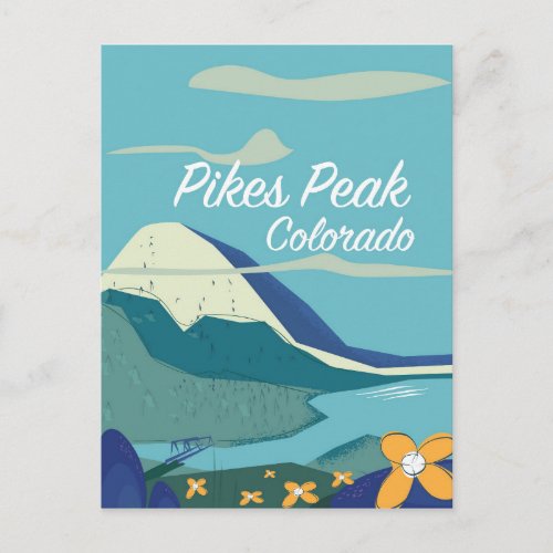 Pikes Peak Colorado vintage style travel poster Postcard