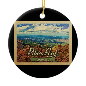 Pikes Peak Colorado Vintage Travel Ceramic Ornament